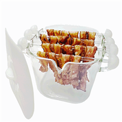 تباعد قابلة للتعديل طباخ زجاجي لحم الخنزير المقدد الميكروويف